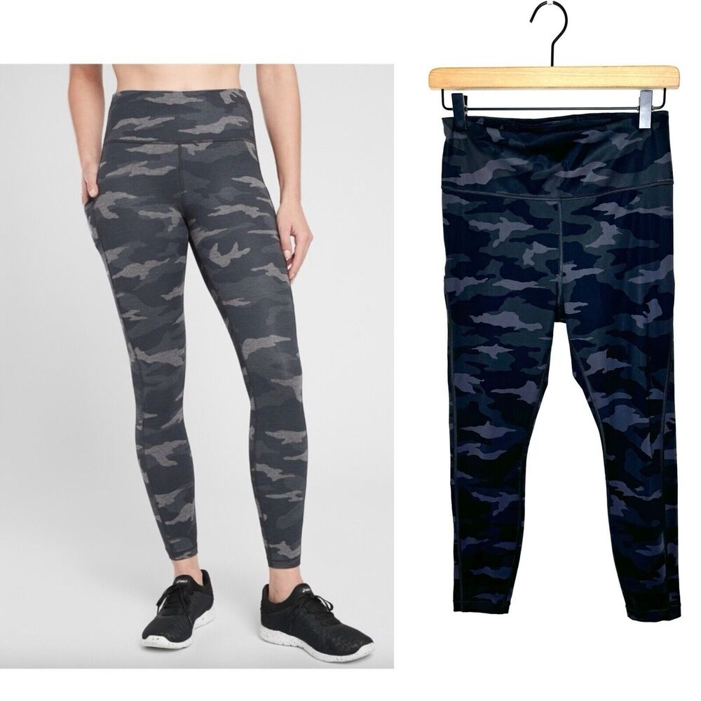 Athleta Ultimate 7/8 Tights Camo Gray 53773-00 Sz Small